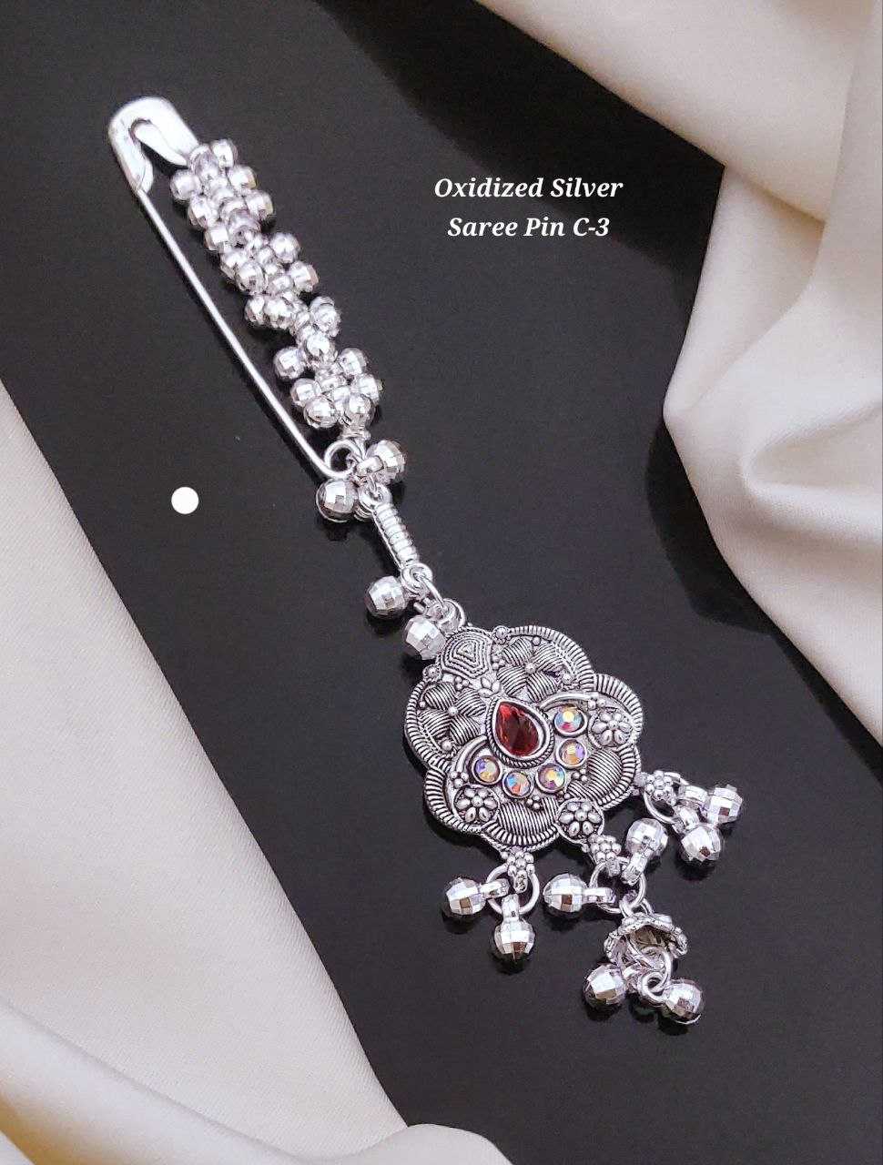 Ynf Brass KESH193 Womens Jewellery Wholesale Silver Saree Pin Manufacturer - Jewellery Export