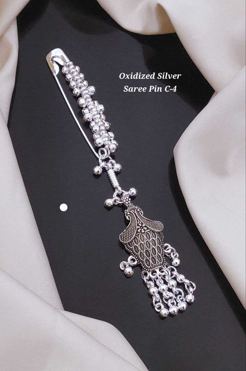Ynf Brass KESH193 Womens Jewellery Wholesale Silver Saree Pin Manufacturer - Jewellery Export