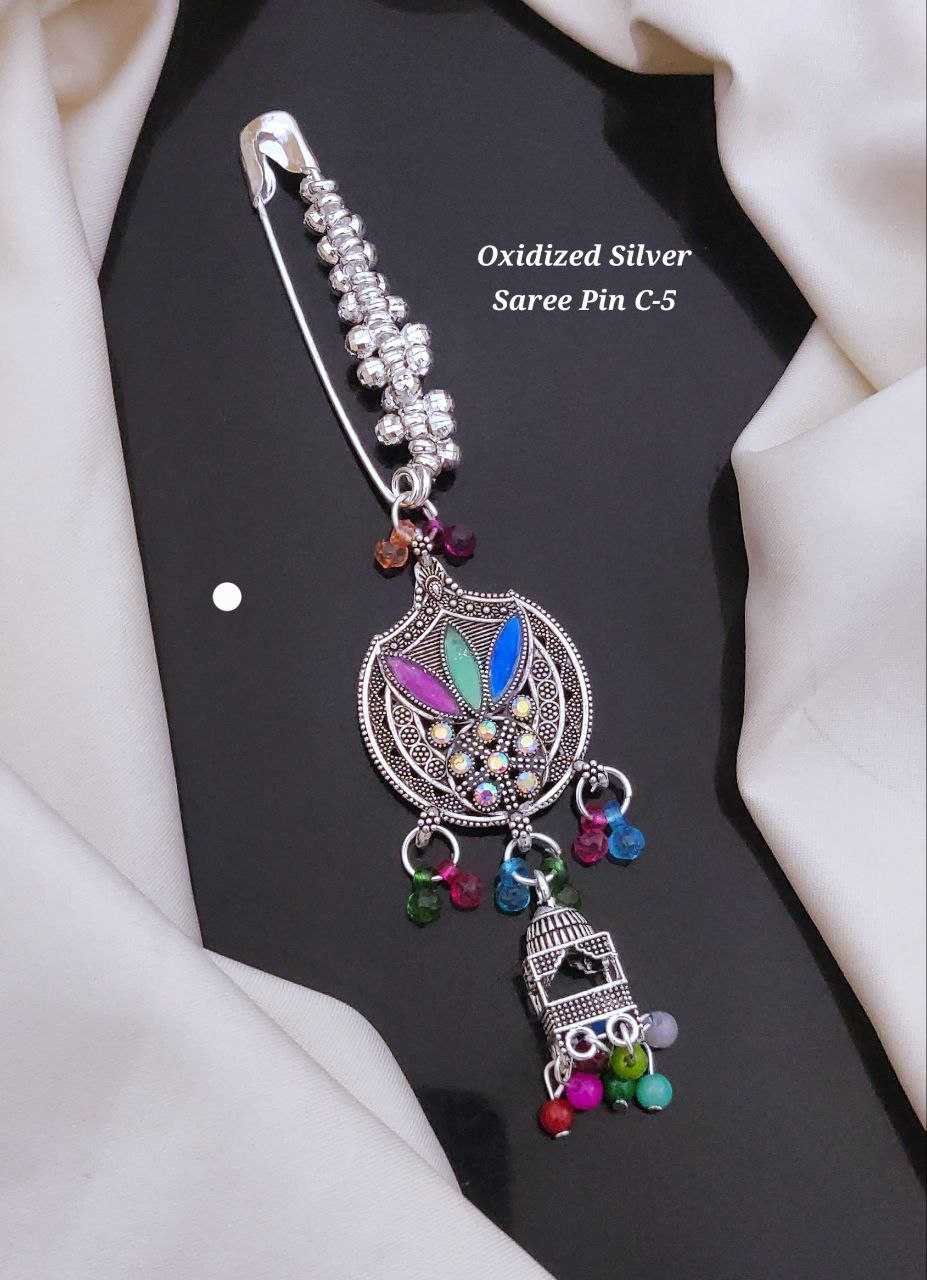 Ynf Brass KESH193 Womens Jewellery Wholesale Silver Saree Pin Manufacturer - Jewellery Export