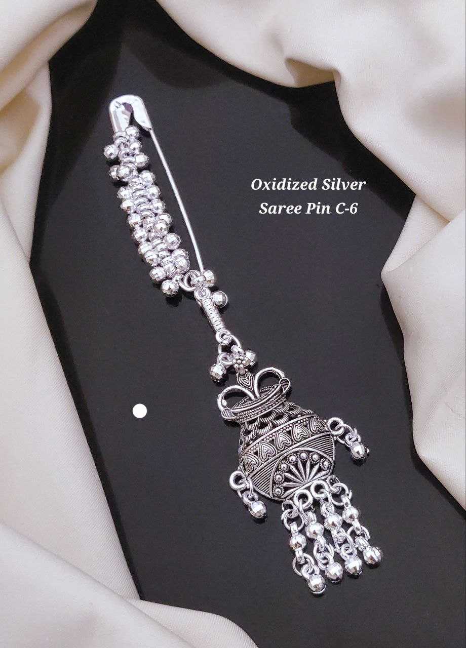 Ynf Brass KESH193 Womens Jewellery Wholesale Silver Saree Pin Manufacturer - Jewellery Export