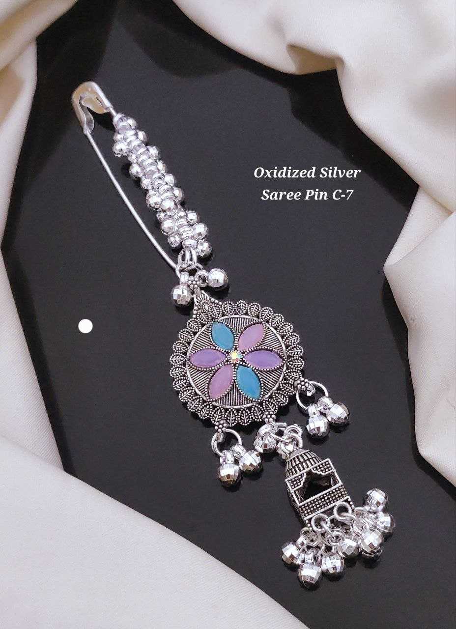 Ynf Brass KESH193 Womens Jewellery Wholesale Silver Saree Pin Manufacturer - Jewellery Export