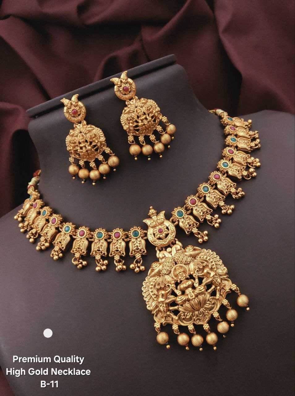 Ynf Brass Womens Jewellery Wholesale Golden Necklace Set Fashion Necklace Temple Jewelry Manufacturer - Jewellery Export