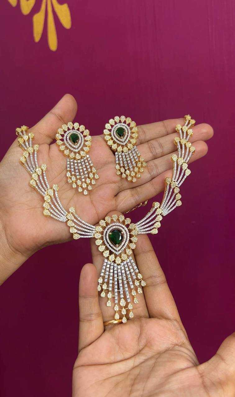 Ynf Gold Plated Silver Plated KESH192 NECKLACE 1 Womens Jewellery Wholesale Designer Crystal Necklaces Necklaces Set Fashion Necklace Manufacturer - Jewellery Export