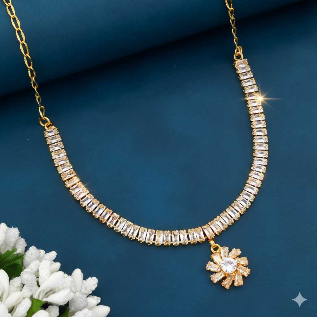 Ynf Gold Plated KESH191 106 Womens Jewellery Festive Collections Wholesale AD Diamond Necklace Golden Necklace Set Party Wear Jewelry Manufacturer - Jewellery Export
