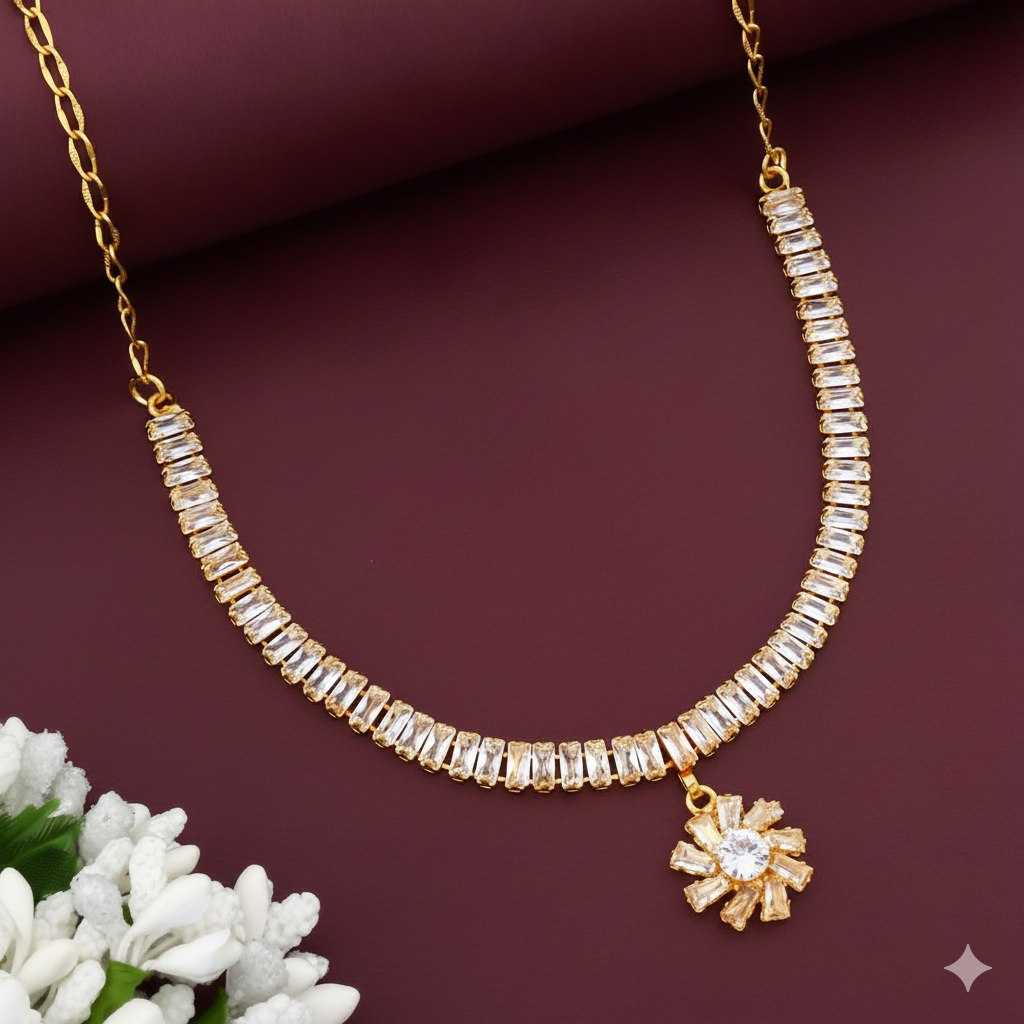 Ynf Gold Plated KESH191 106 Womens Jewellery Festive Collections Wholesale AD Diamond Necklace Golden Necklace Set Party Wear Jewelry Manufacturer - Jewellery Export