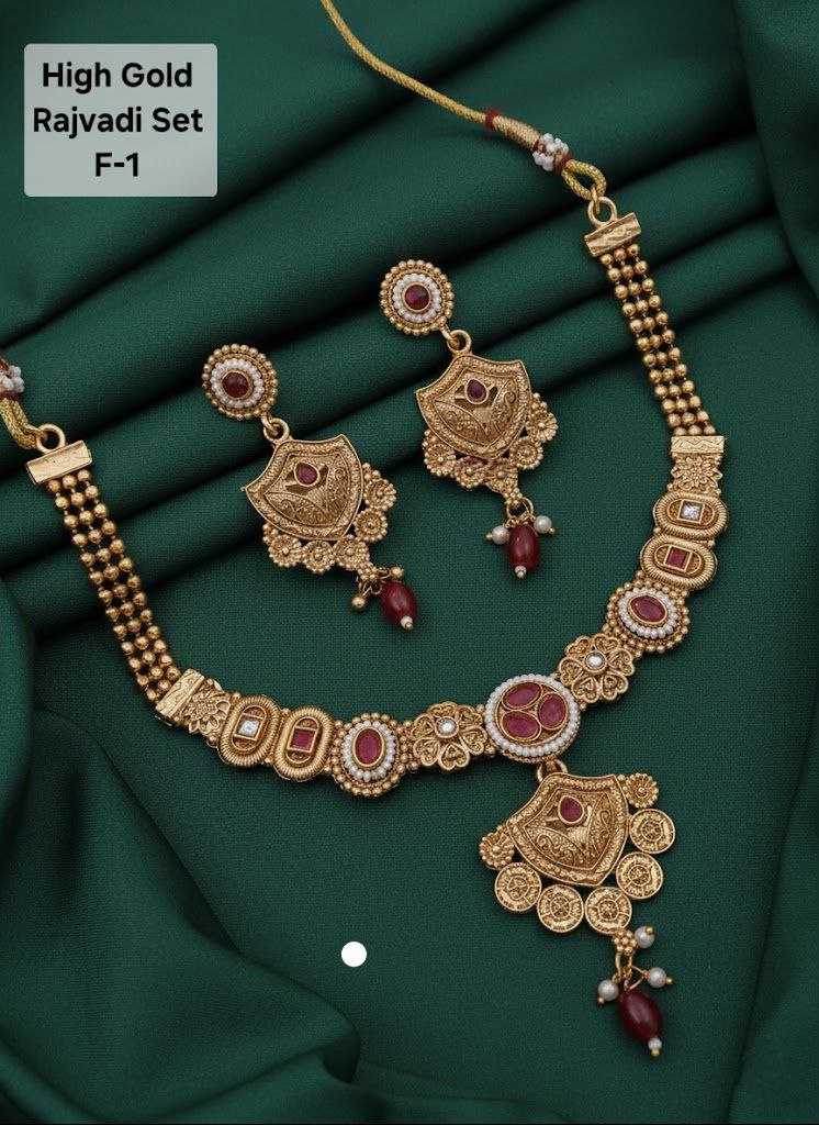 Ynf Gold Plated KESH193 104 Womens Jewellery Festive Collections Wholesale Necklaces Set Rajwadi Necklaces Set Golden Necklace Set Manufacturer - Jewellery Export