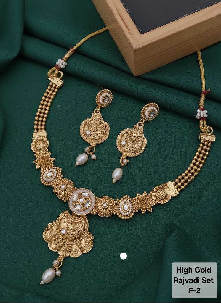 Ynf Gold Plated KESH193 104 Womens Jewellery Festive Collections Wholesale Necklaces Set Rajwadi Necklaces Set Golden Necklace Set Manufacturer - Jewellery Export