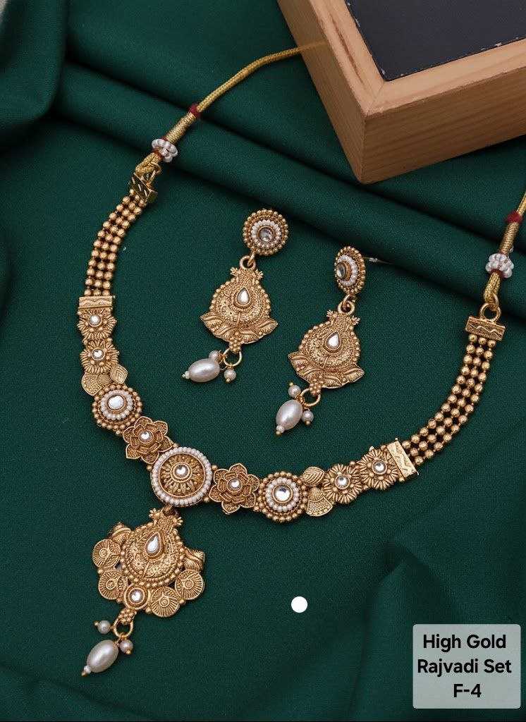 Ynf Gold Plated KESH193 104 Womens Jewellery Festive Collections Wholesale Necklaces Set Rajwadi Necklaces Set Golden Necklace Set Manufacturer - Jewellery Export