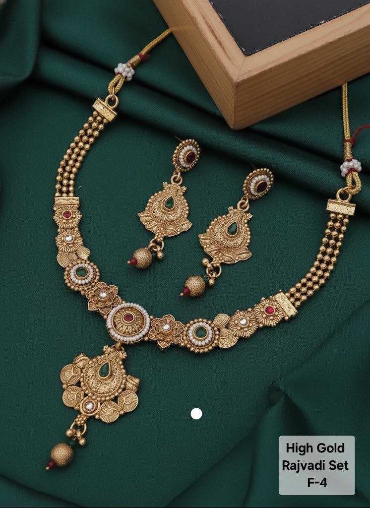 Ynf Gold Plated KESH193 104 Womens Jewellery Festive Collections Wholesale Necklaces Set Rajwadi Necklaces Set Golden Necklace Set Manufacturer - Jewellery Export
