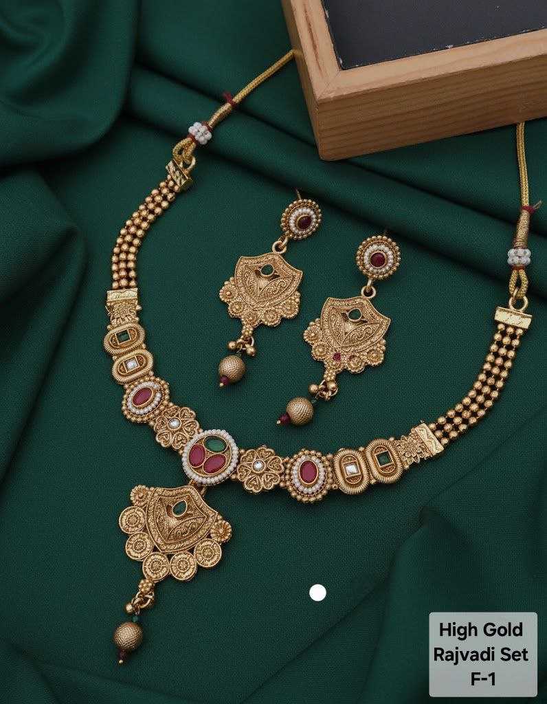 Ynf Gold Plated KESH193 104 Womens Jewellery Festive Collections Wholesale Necklaces Set Rajwadi Necklaces Set Golden Necklace Set Manufacturer - Jewellery Export