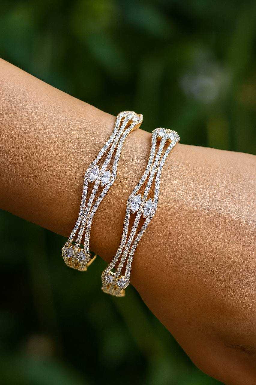 Ynf Gold Plated Womens Jewellery Wholesale AD Diamond Bangles Brass Gold Bangles Designer Bangles Manufacturer - Jewellery Export