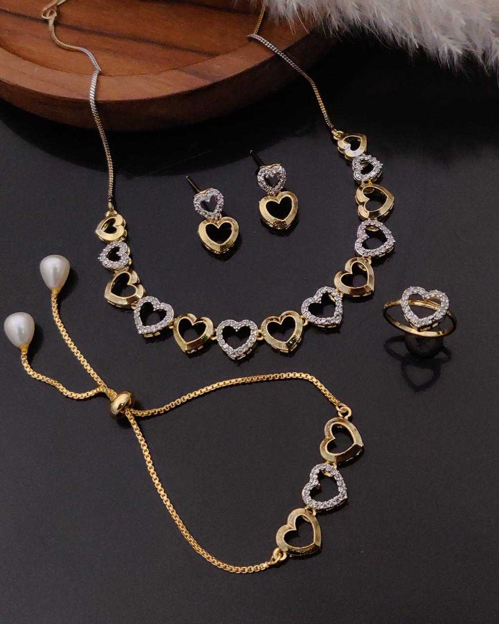 Ynf Brass KESH191 1 Womens Jewellery Wholesale AD Diamond Earring Necklaces Set Diamond Bracelets Manufacturer - Jewellery Export