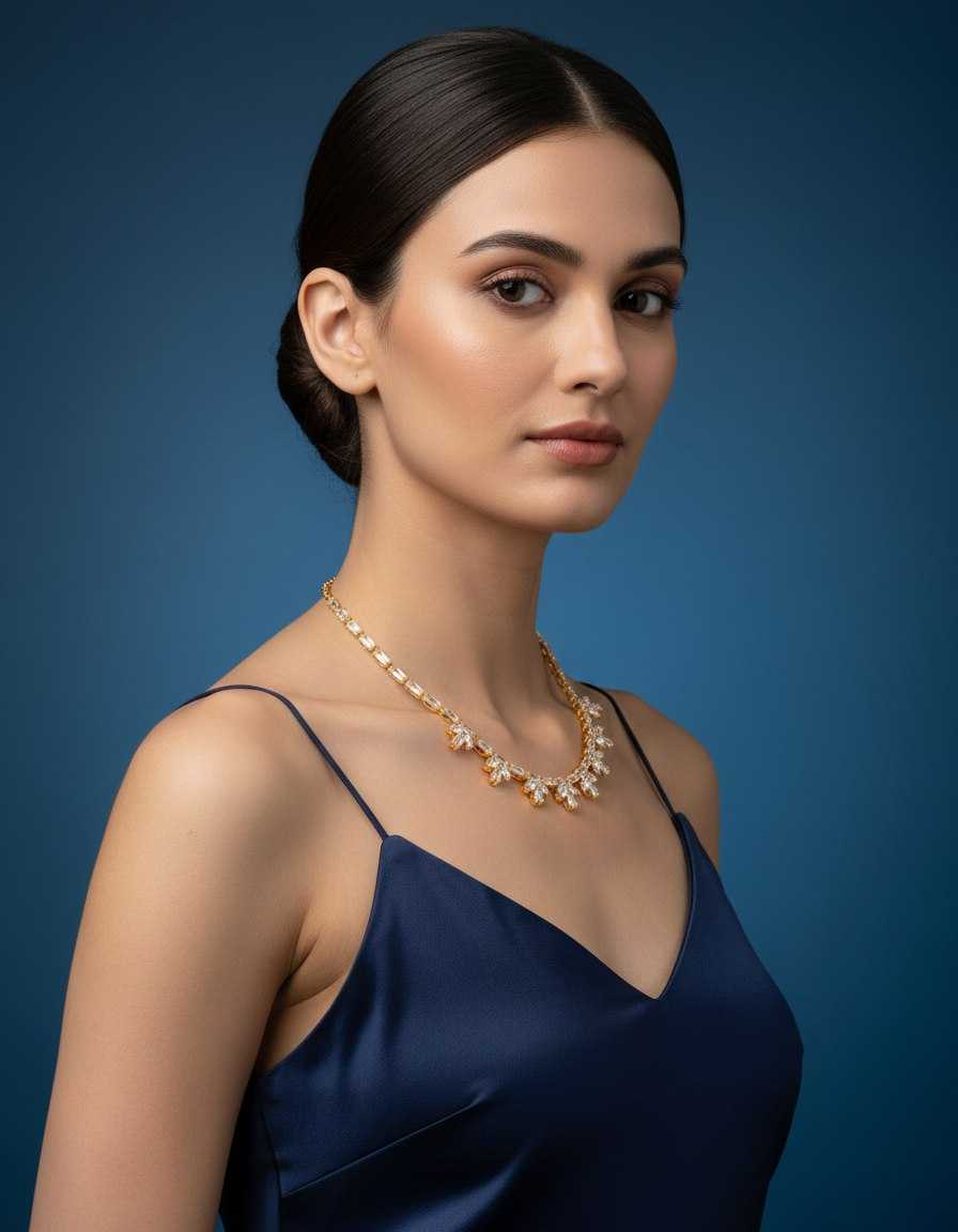 Ynf Brass KESH191 1 Womens Jewellery Wholesale AD Diamond Necklace Manufacturer - Jewellery Export