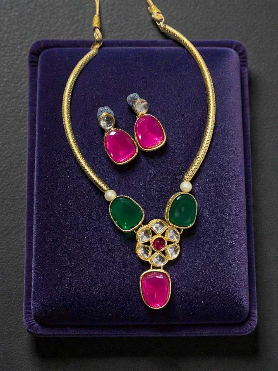 Ynf Brass KESH191 1 Womens Jewellery Wholesale Choker Necklaces Kundan Necklace Set Necklaces Set Manufacturer - Jewellery Export