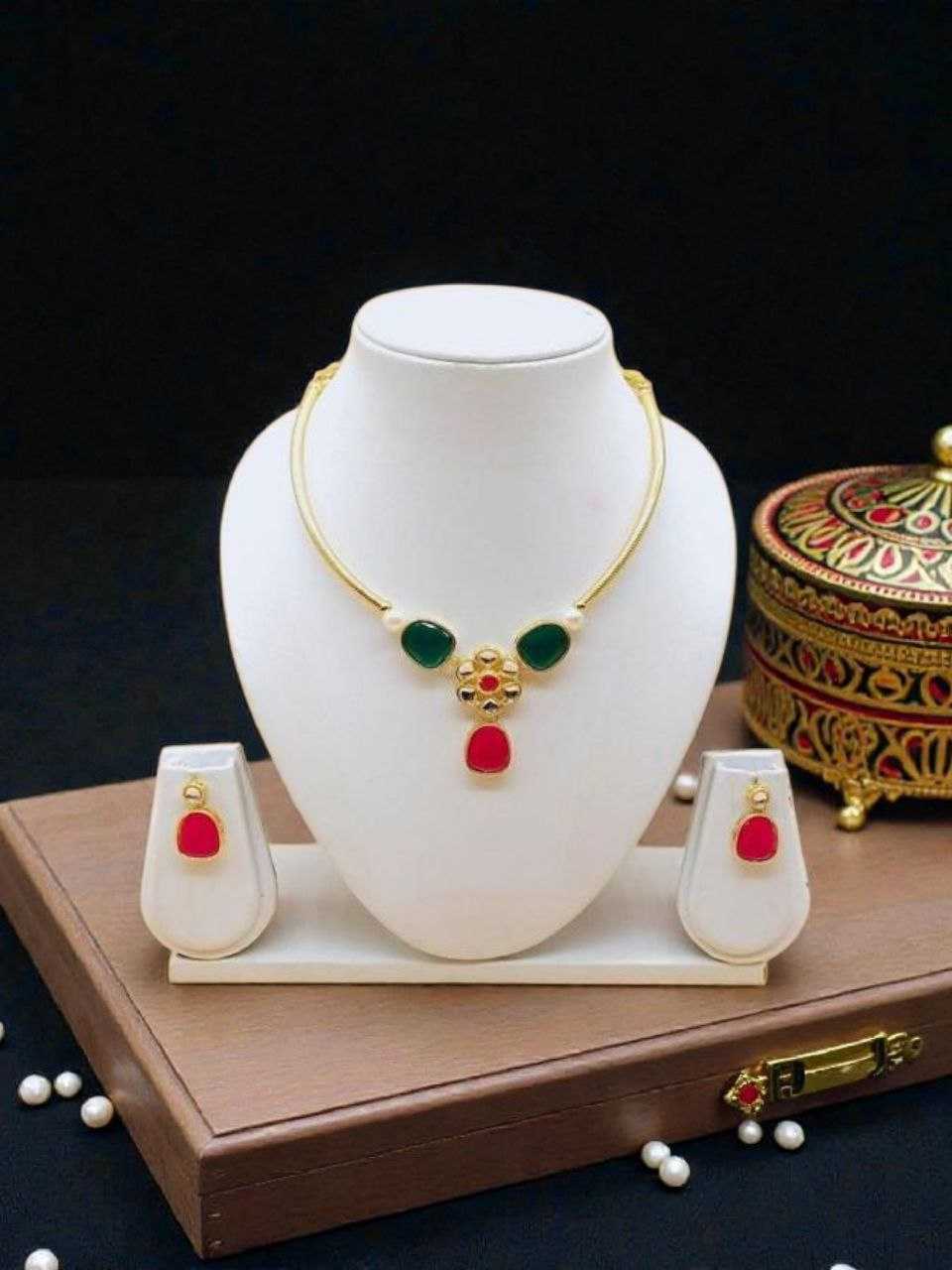 Ynf Brass KESH191 1 Womens Jewellery Wholesale Choker Necklaces Kundan Necklace Set Necklaces Set Manufacturer - Jewellery Export