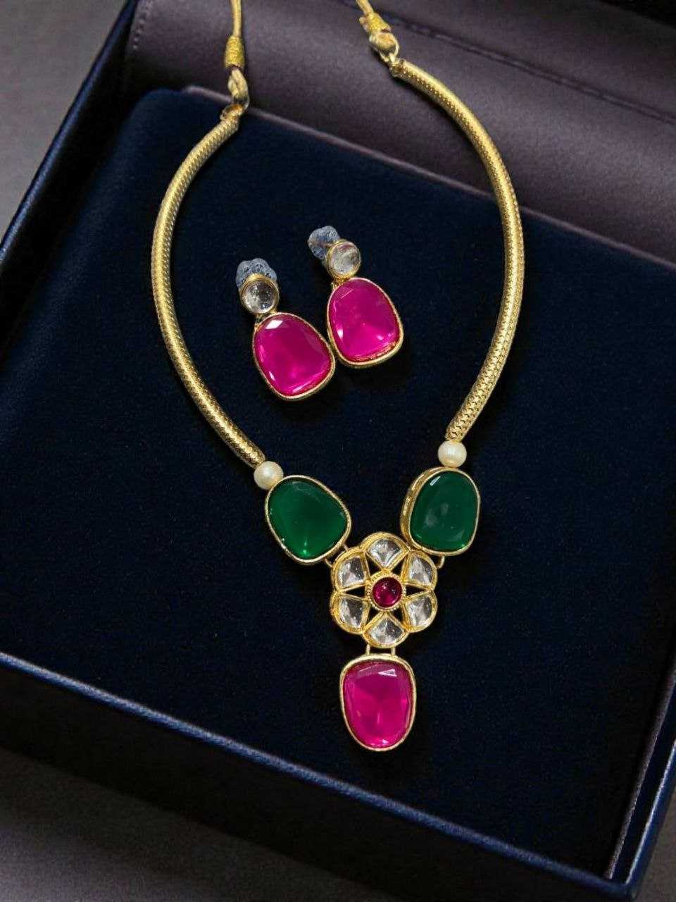 Ynf Brass KESH191 1 Womens Jewellery Wholesale Choker Necklaces Kundan Necklace Set Necklaces Set Manufacturer - Jewellery Export