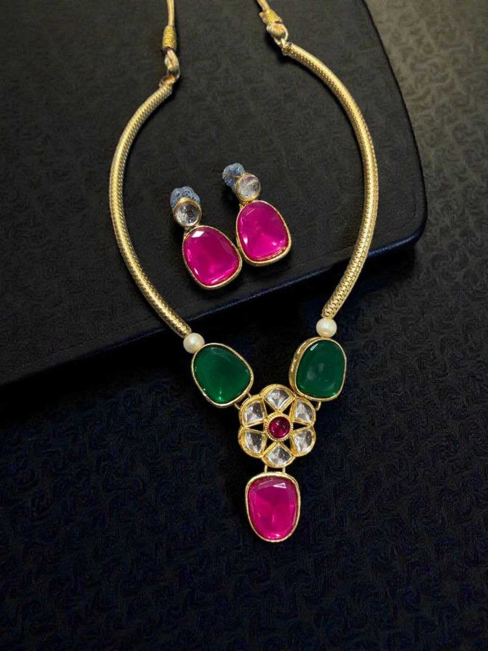 Ynf Brass KESH191 1 Womens Jewellery Wholesale Choker Necklaces Kundan Necklace Set Necklaces Set Manufacturer - Jewellery Export