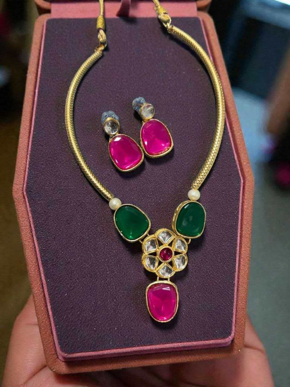 Ynf Brass KESH191 1 Womens Jewellery Wholesale Choker Necklaces Kundan Necklace Set Necklaces Set Manufacturer - Jewellery Export