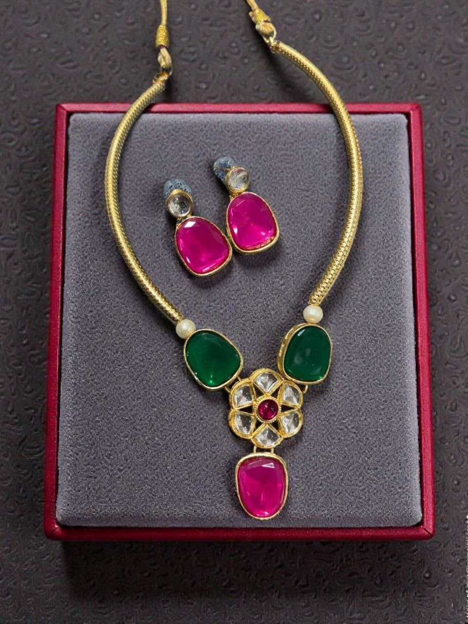 Ynf Brass KESH191 1 Womens Jewellery Wholesale Choker Necklaces Kundan Necklace Set Necklaces Set Manufacturer - Jewellery Export