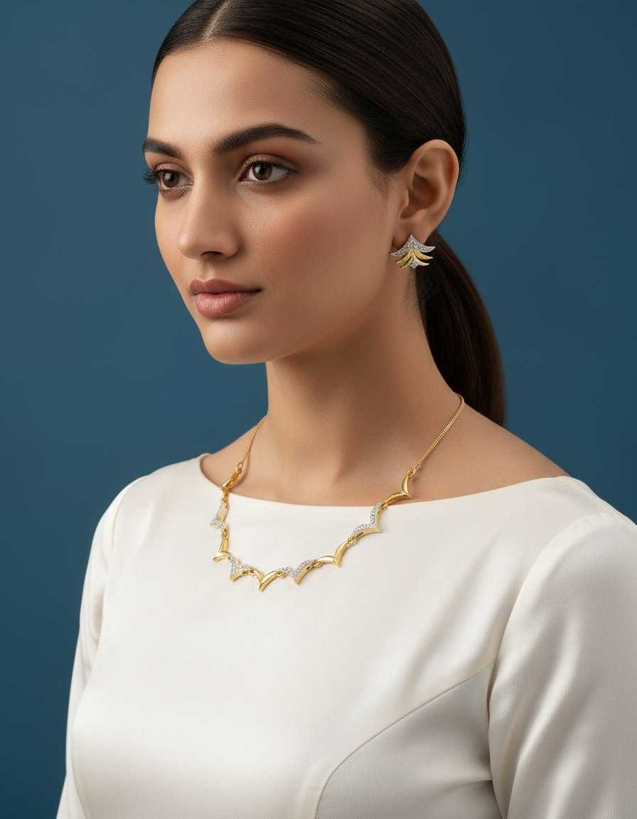 Ynf Brass KESH191 1 Womens Jewellery Wholesale Necklaces Set Pearl Necklace Set Artificial Diamond Necklace Manufacturer - Jewellery Export