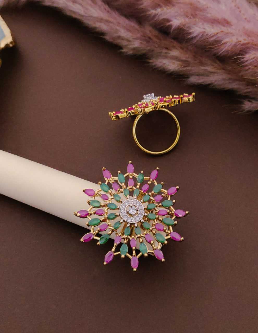 Ynf Brass KESH191 129 Womens Jewellery Festive Collections Wholesale Diamond Rings Gold Rings Cocktail Rings Manufacturer - Jewellery Export