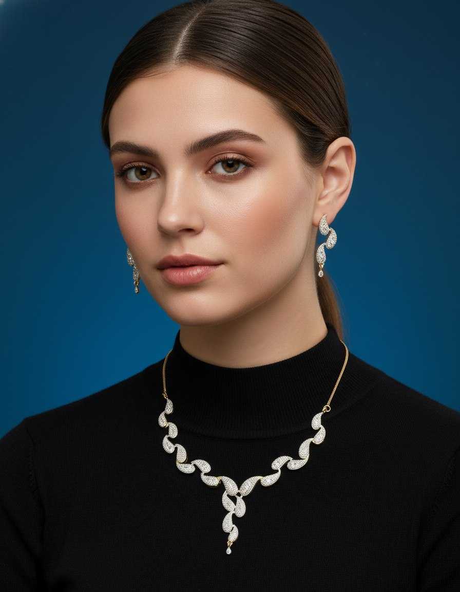 Ynf Brass KESH191 2 Womens Jewellery Wholesale Necklaces Set Artificial Diamond Necklace Manufacturer - Jewellery Export