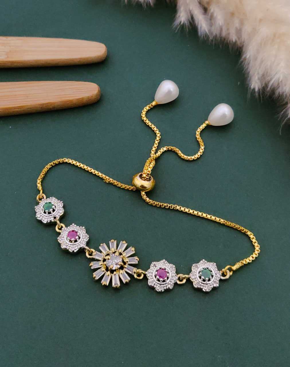 Ynf Gold Plated KESH191 124 Womens Jewellery Festive Collections Wholesale Golden Bracelet Gold Plated Jewelry Party Wear Jewelry Manufacturer - Jewellery Export