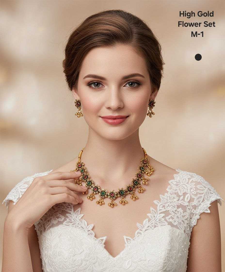 Ynf Gold Plated KESH193 136 Womens Jewellery Festive Collections Wholesale Necklaces Set Golden Necklace Set Gold Plated Jewelry Manufacturer - Jewellery Export