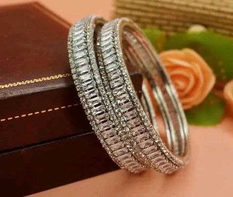 Ynf Silver Plated 102 Womens Jewellery Festive Collections Wholesale AD Diamond Bangles Fashion Bangles Silver Plated Jewelry Manufacturer - Jewellery Export