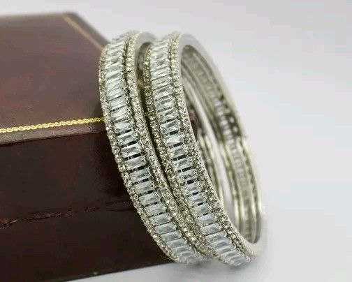 Ynf Silver Plated 102 Womens Jewellery Festive Collections Wholesale AD Diamond Bangles Fashion Bangles Silver Plated Jewelry Manufacturer - Jewellery Export