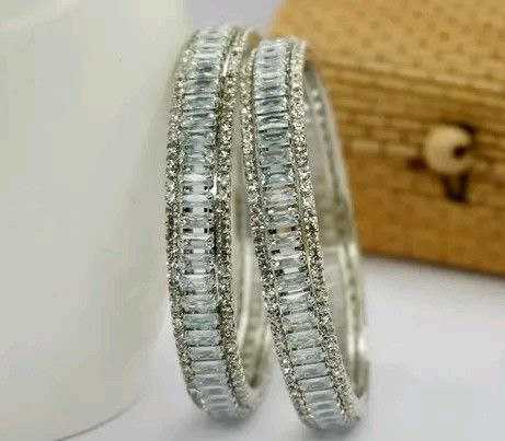 Ynf Silver Plated 102 Womens Jewellery Festive Collections Wholesale AD Diamond Bangles Fashion Bangles Silver Plated Jewelry Manufacturer - Jewellery Export