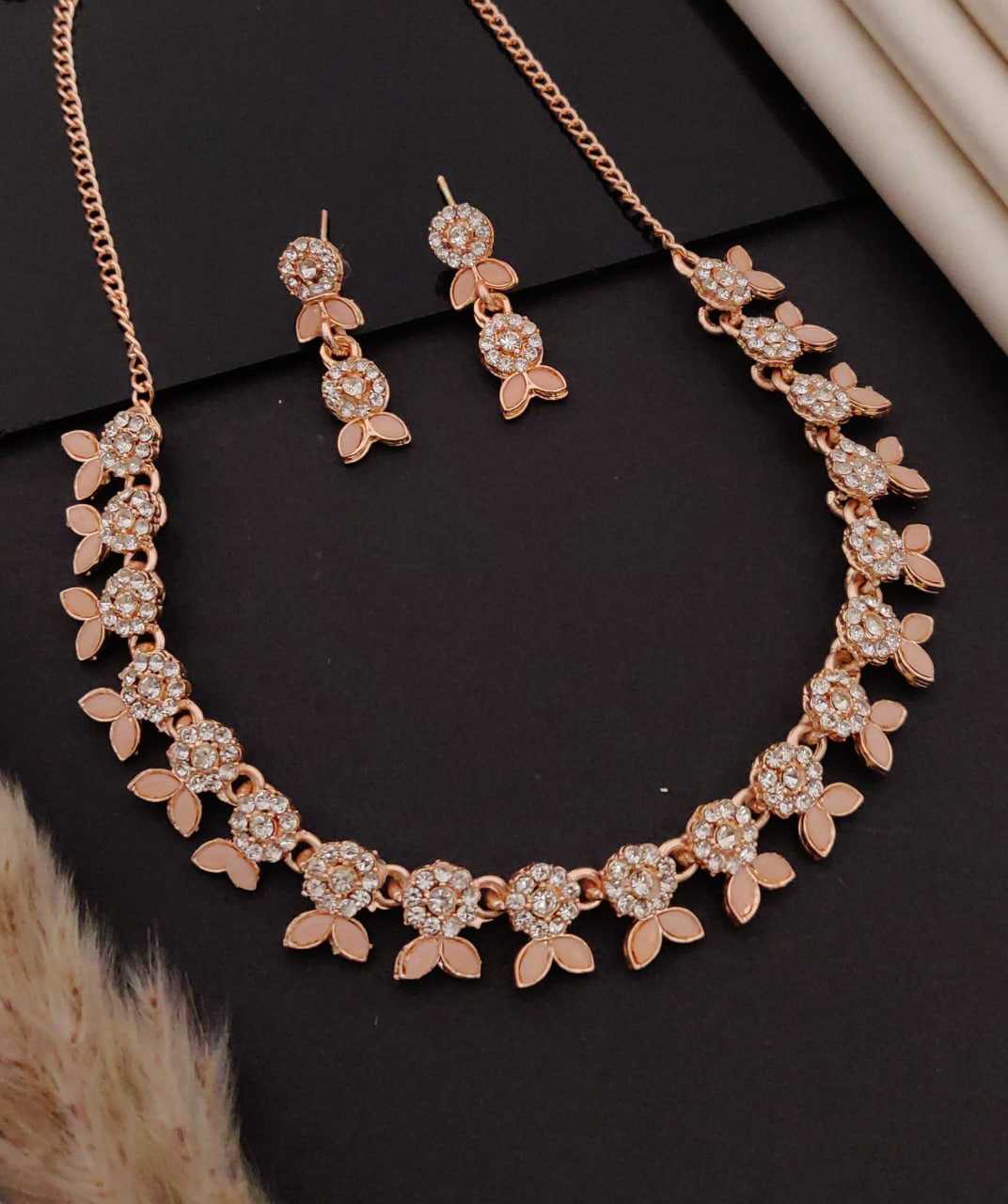 Ynf Alloy KESH191 131 Womens Jewellery Festive Collections Wholesale AD Diamond Necklace Necklaces Set Party Wear Jewelry Manufacturer - Jewellery Export