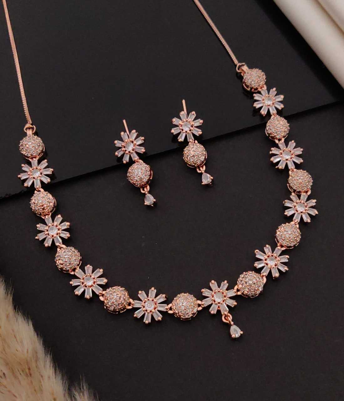 Ynf Alloy KESH191 133 Womens Jewellery Festive Collections Wholesale AD Diamond Necklace Necklaces Set Party Wear Jewelry Manufacturer - Jewellery Export