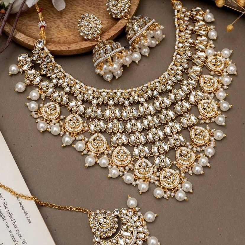 Ynf Brass KESH494 1 Womens Jewellery Wholesale Fancy Mala Necklaces Bridal Jewelry Sets Stone Studded Jewelry Manufacturer - Jewellery Export