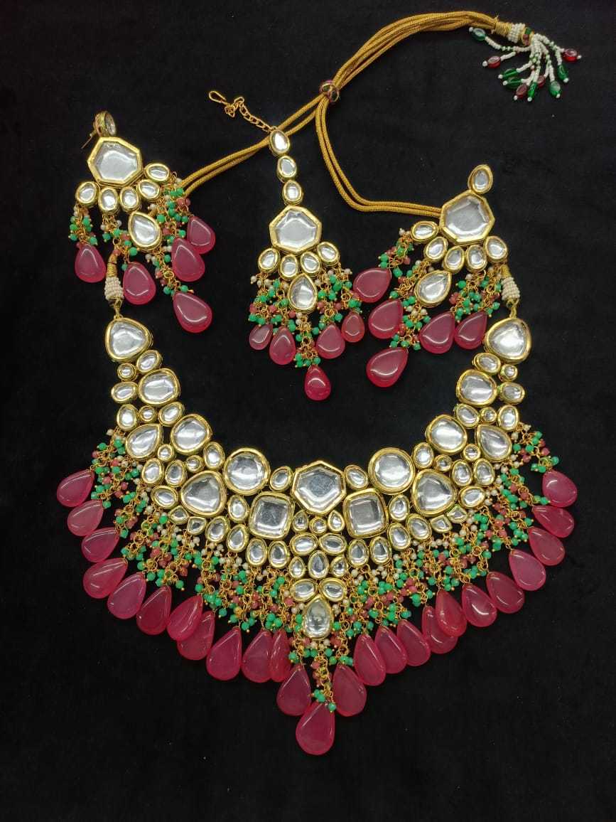 Ynf Brass KESH494 1 Womens Jewellery Wholesale Kundan Necklace Set Necklaces Set Bridal Jewelry Sets Manufacturer - Jewellery Export
