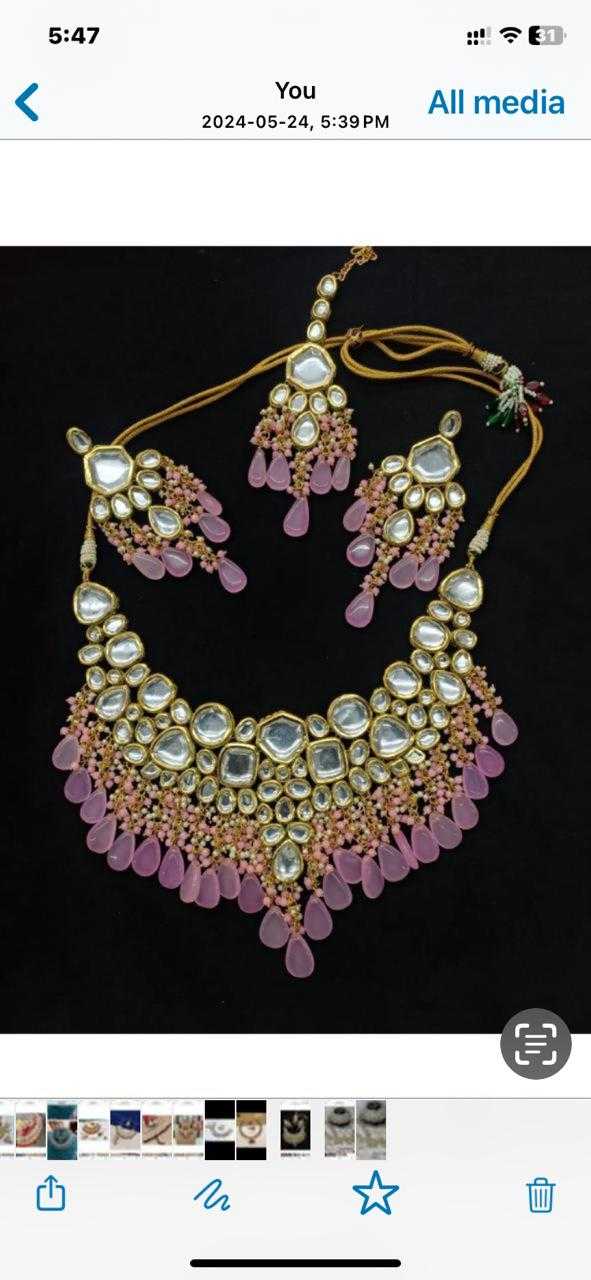 Ynf Brass KESH494 1 Womens Jewellery Wholesale Kundan Necklace Set Necklaces Set Bridal Jewelry Sets Manufacturer - Jewellery Export