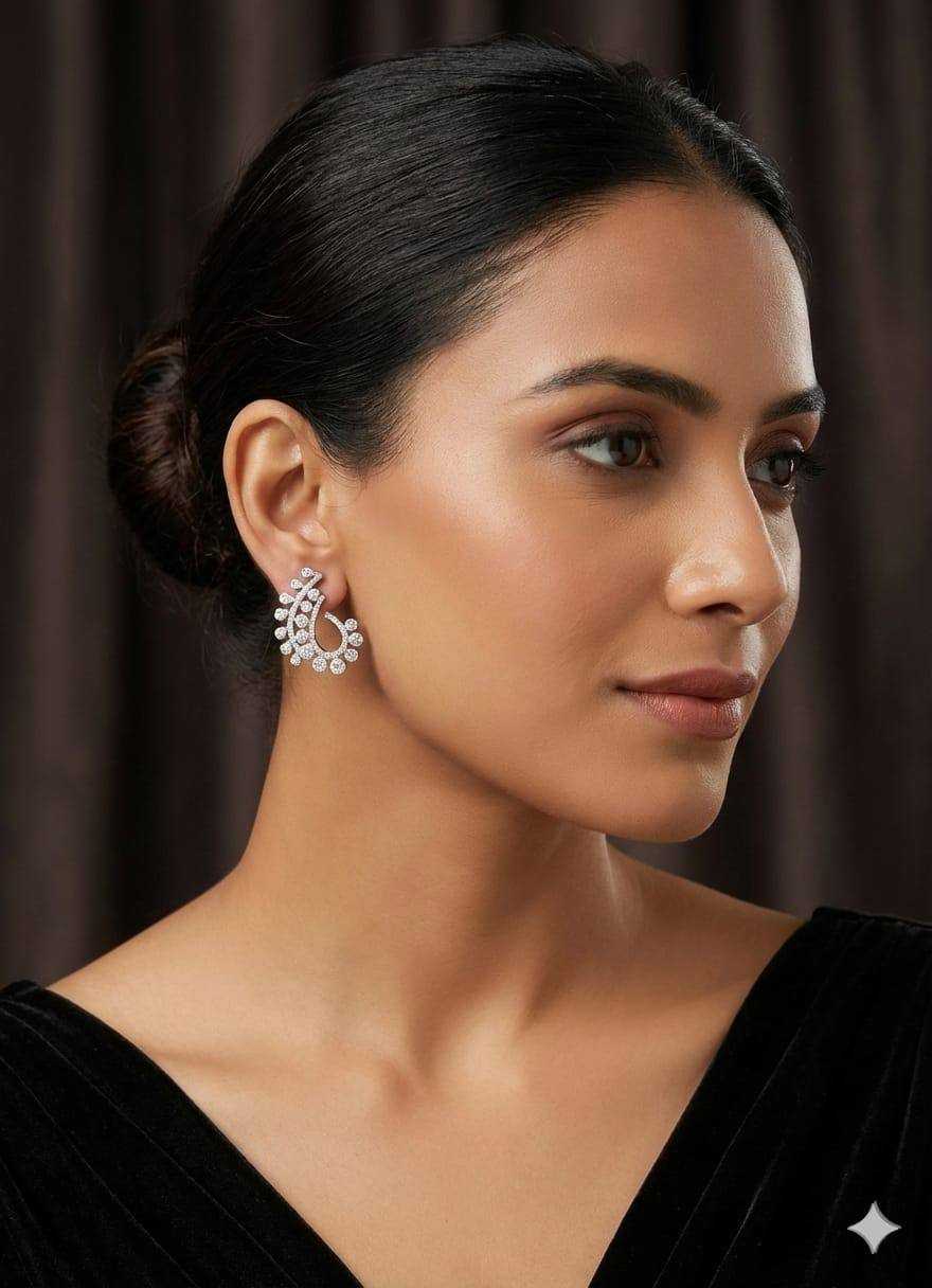 Ynf Fancy KESH191 EARRING Womens Jewellery Wholesale Fancy Earrings AD Diamond Earring Party Wear Jewelry Manufacturer - Jewellery Export