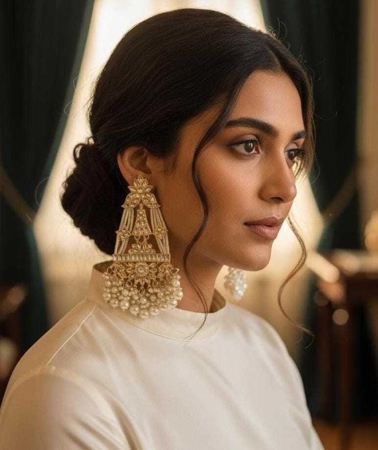 Ynf Fancy KESH494 1 Womens Jewellery Wholesale Fancy Earrings AD Diamond Earring Long Earrings Manufacturer - Jewellery Export