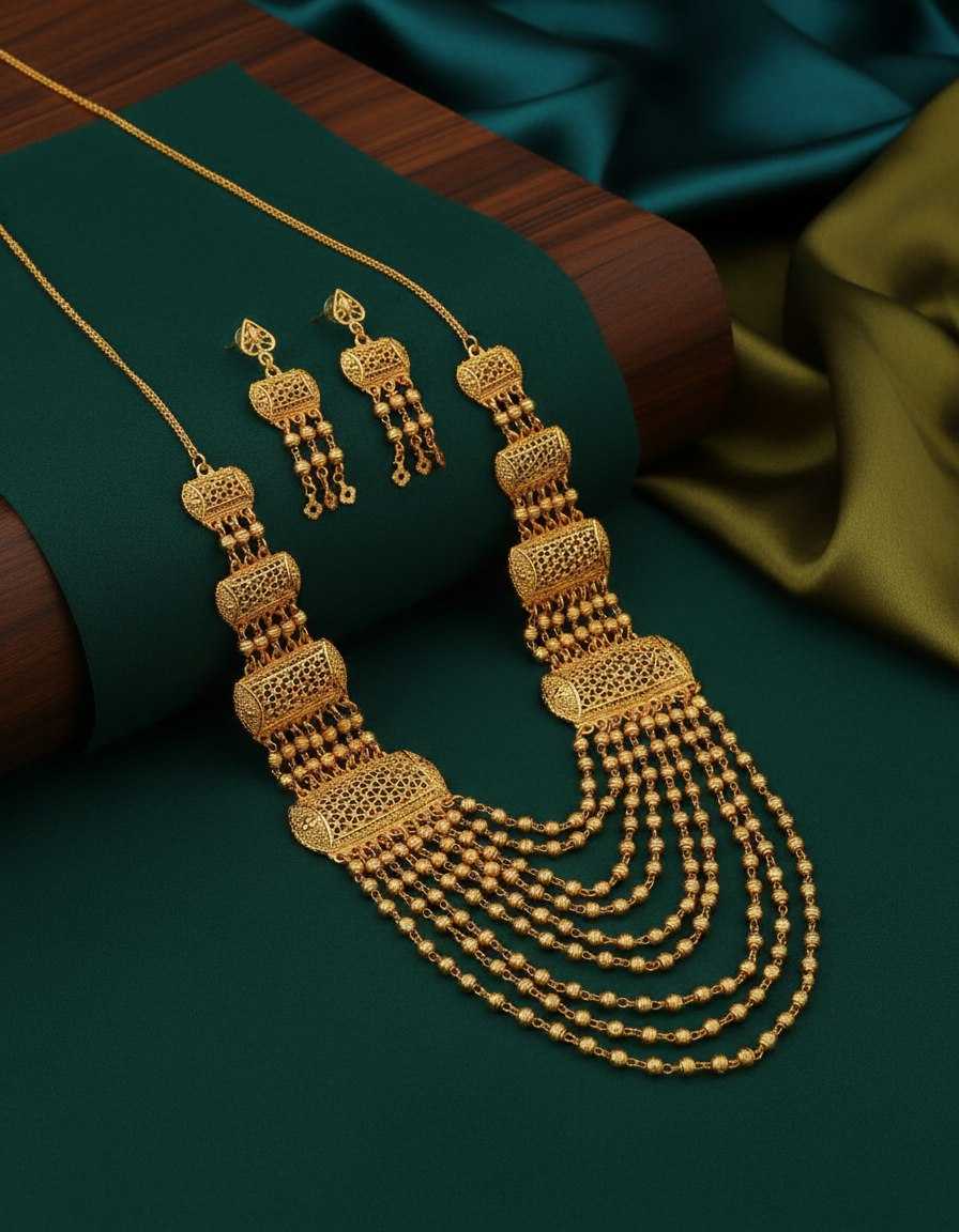 Ynf Brass KESH191 KAJU Womens Jewellery Wholesale Golden Necklace Set Bridal Jewelry Sets Party Wear Jewelry Manufacturer - Jewellery Export