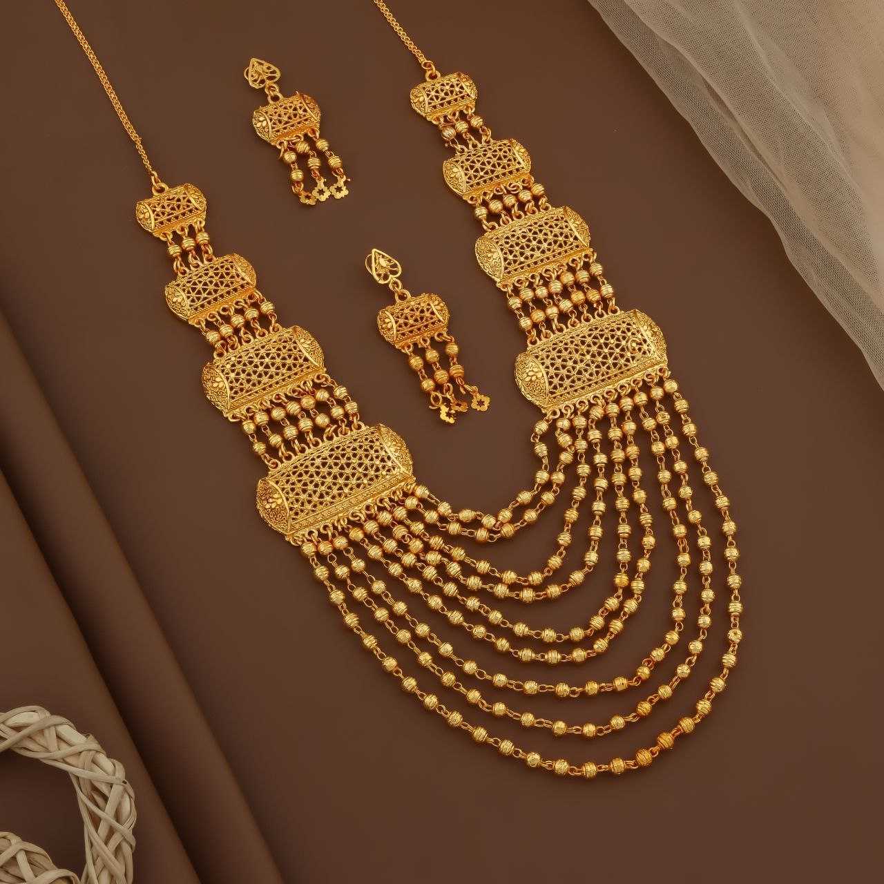 Ynf Brass KESH191 KAJU Womens Jewellery Wholesale Golden Necklace Set Bridal Jewelry Sets Party Wear Jewelry Manufacturer - Jewellery Export