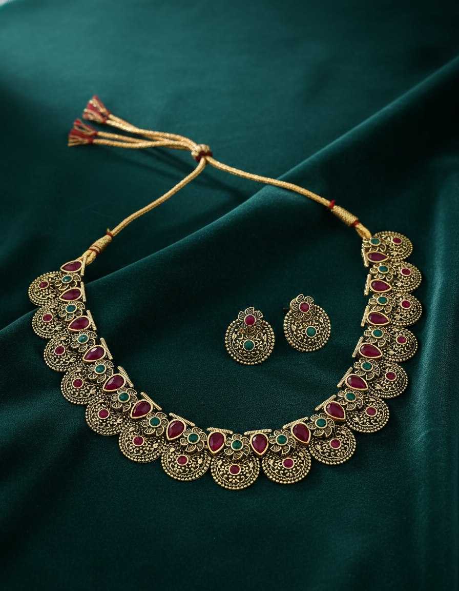 Ynf Brass KESH191 PARESH Womens Jewellery Wholesale Golden Necklace Set Artificial Jewelry Bridal Jewelry Sets Manufacturer - Jewellery Export