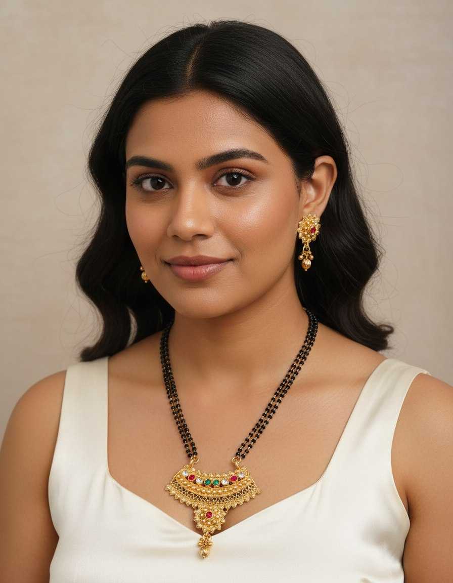 Ynf Brass KESH191 VASU Womens Jewellery Wholesale Mangalsutras Fashion Pendant Party Wear Jewelry Manufacturer - Jewellery Export