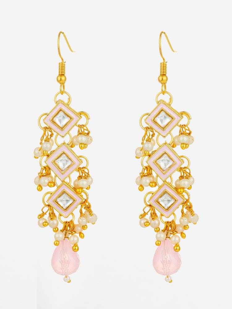 Ynf Alloy KESH105 ER4197 Womens Jewellery Wholesale Fancy Earrings Kundan Earrings Long Earrings Manufacturer - Jewellery Export