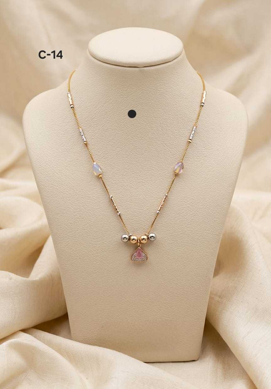 Ynf Alloy KESH193 209 Womens Jewellery Festive Collections Wholesale Chain Pendant Set Golden Necklace Set Silver Plated Jewelry Manufacturer - Jewellery Export