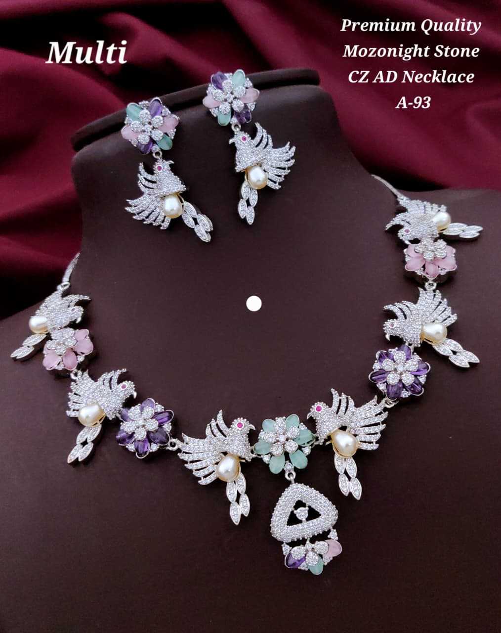 Ynf Alloy KESH193 217 Womens Jewellery Wholesale AD Diamond Necklace Necklaces Set Party Wear Jewelry Manufacturer - Jewellery Export