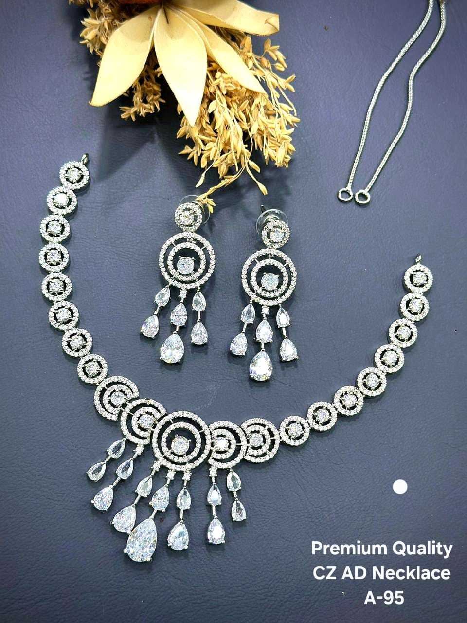 Ynf Alloy KESH193 218 Womens Jewellery Wholesale AD Diamond Necklace Necklaces Set Party Wear Jewelry Manufacturer - Jewellery Export