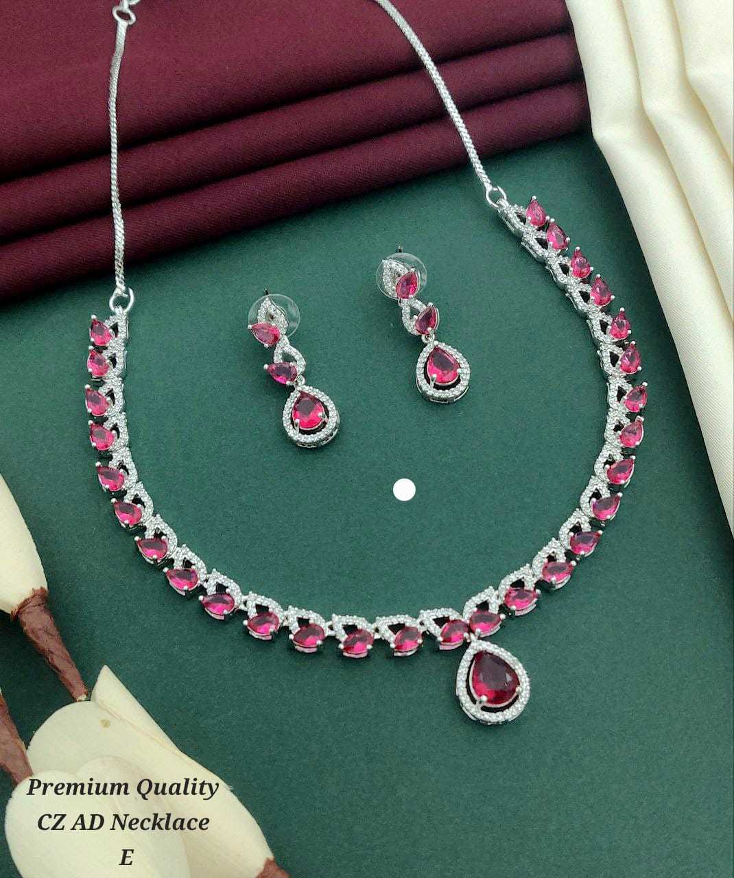 Ynf Alloy KESH193 220 Womens Jewellery Wholesale AD Diamond Necklace Pendant Set Party Wear Jewelry Manufacturer - Jewellery Export