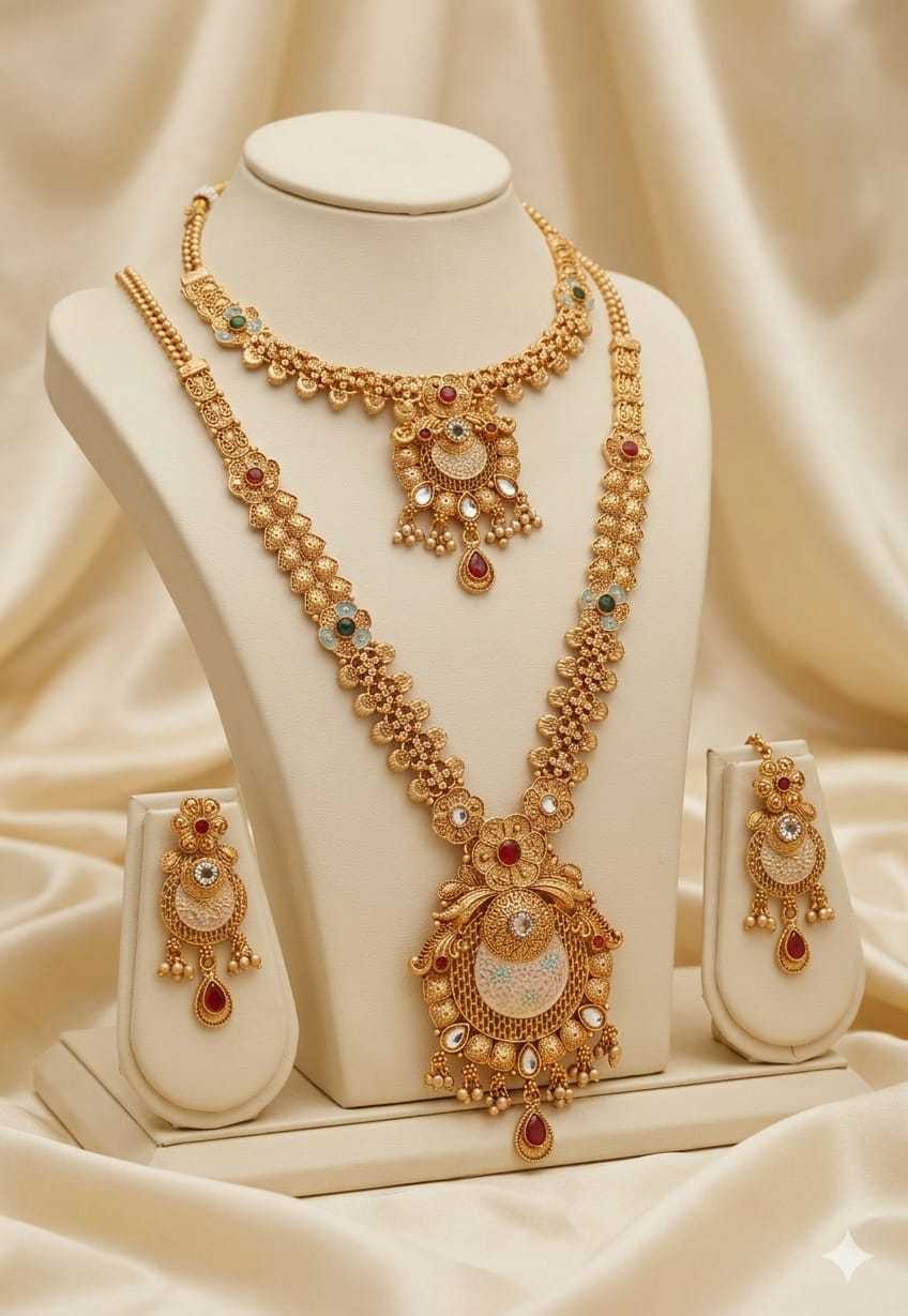 Ynf Alloy KESH193 222 Womens Jewellery Wholesale Fancy Mala Necklaces Kundan Necklace Set Party Wear Jewelry Manufacturer - Jewellery Export