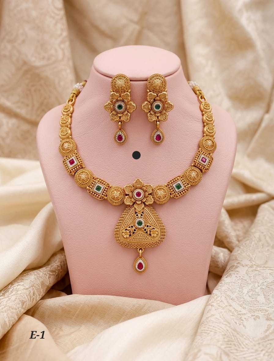 Ynf Alloy KESH193 232 Womens Jewellery Wholesale Necklaces Set Golden Necklace Set Bridal Jewelry Sets Manufacturer - Jewellery Export