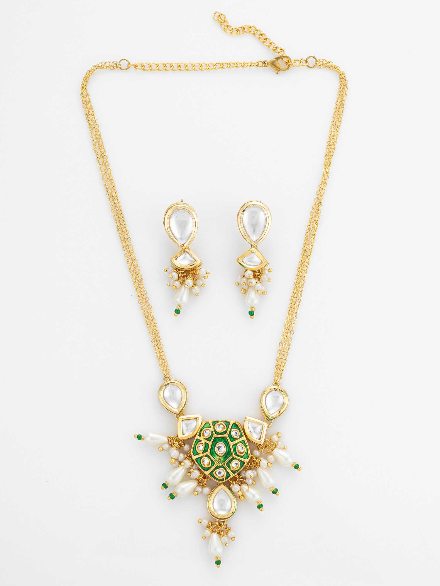 Ynf Brass KESH105 NK4835 Womens Jewellery Wholesale Kundan Necklace Set Necklaces Set Antique Necklaces Set Manufacturer - Jewellery Export